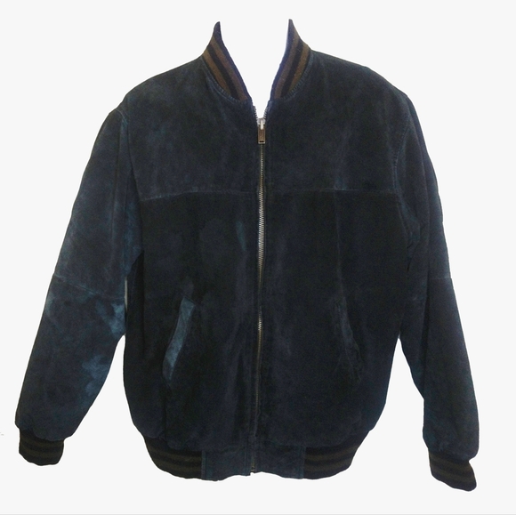 Vntg Jacket Men's Oscar Piel Perfect Leather Suede Jacket Small Black Zip Lined - Picture 1 of 8